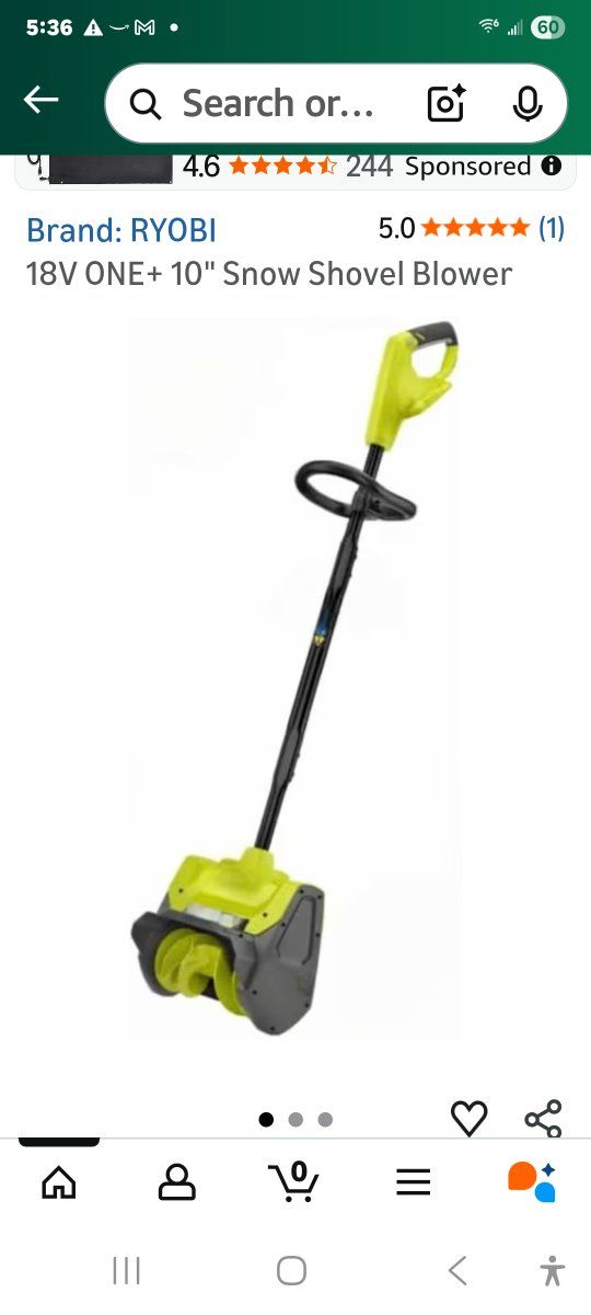 RYOBI 18V ONE+ 10" Snow Shovel Blower - Cordless Electric Power Snow Remover Tool