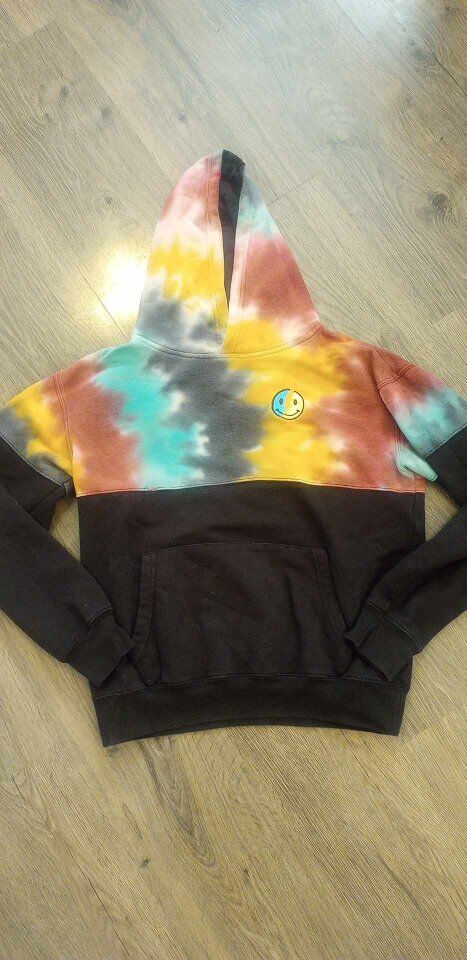 Boys Hoodie~1/2 tie-dye 1/2 black