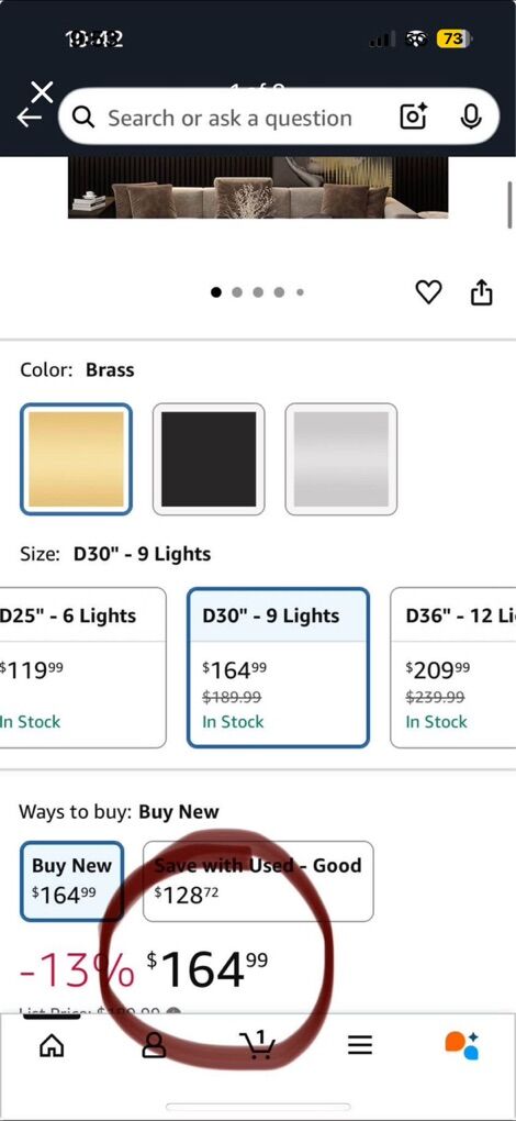 9 Light Gold Chandelier