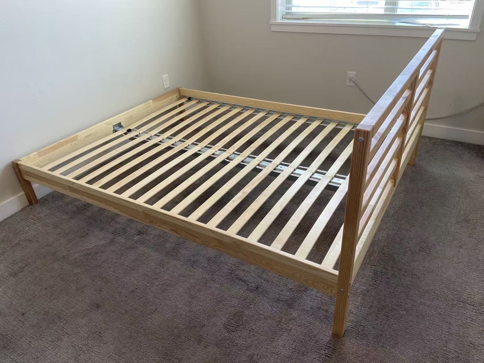 IKEA TARVA Queen Bed Frame - Solid Pine + LURÖY Slats - Like New - Free Nightstands