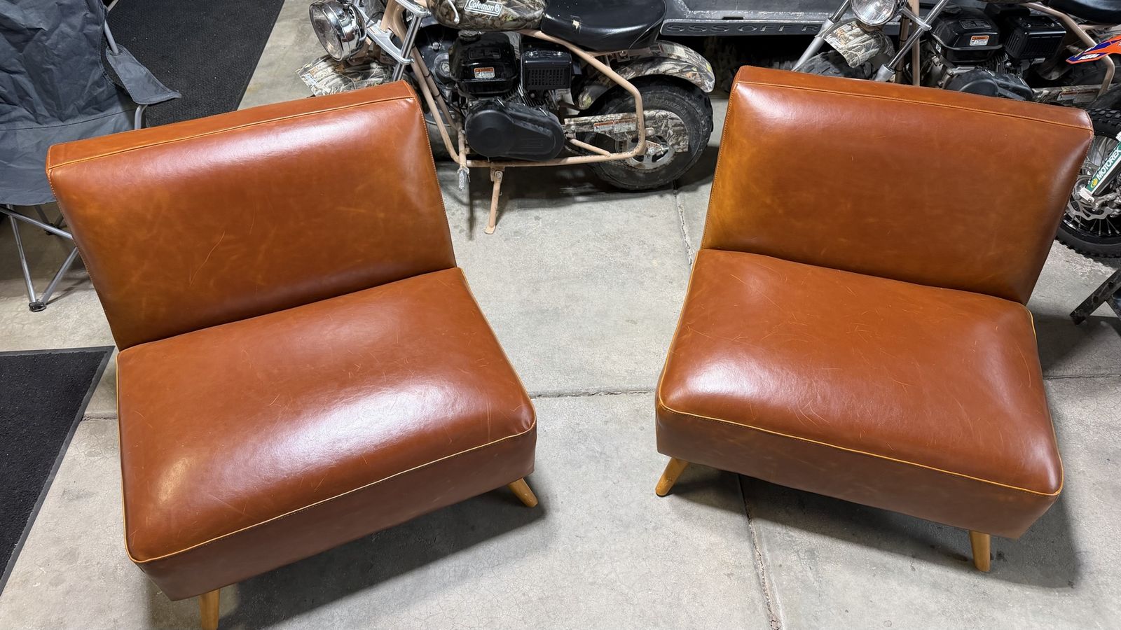 Brown Leather Armless Chair