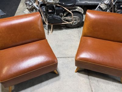 Brown Leather Armless Chair