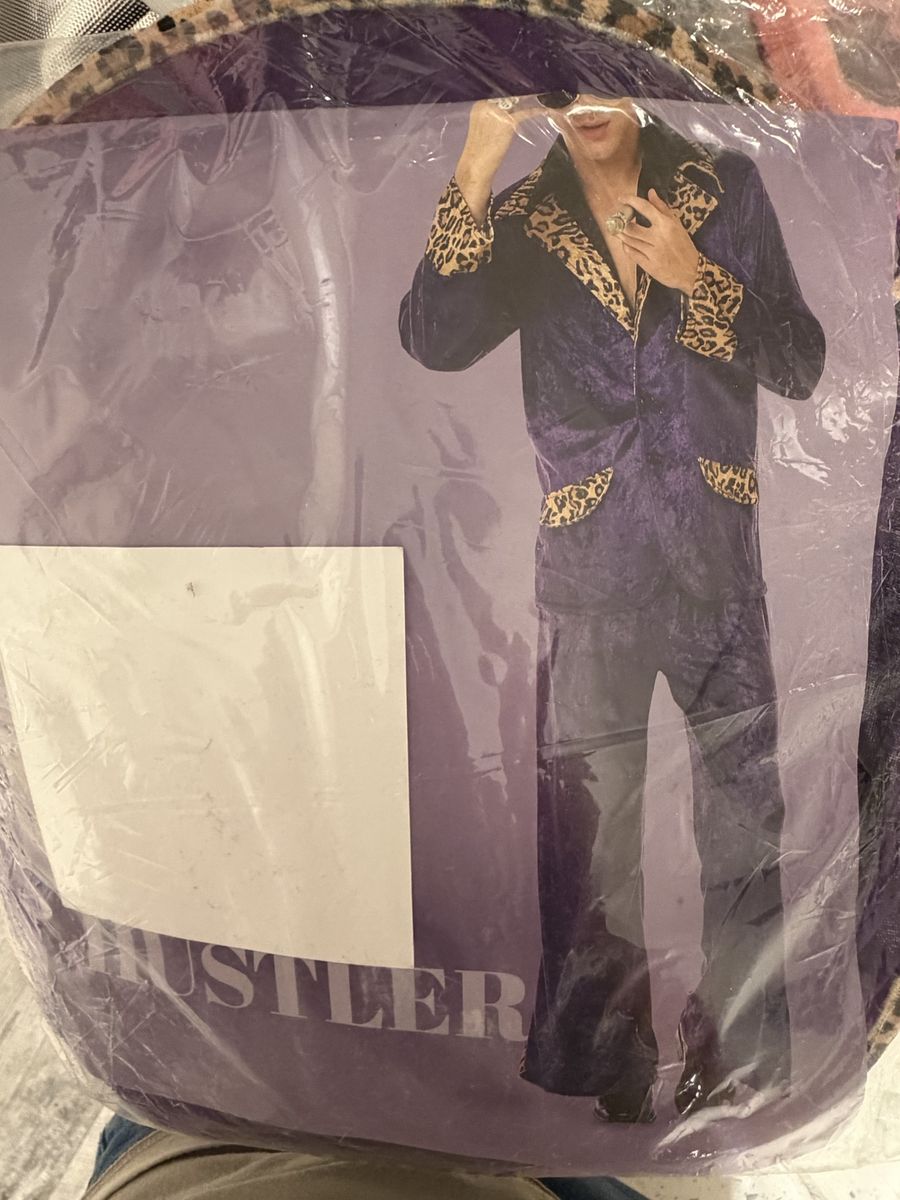 Purple Hustler Costume with Leopard Print Accents