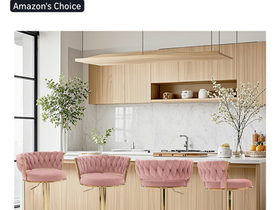 Pink velvet barstools set-set of 4