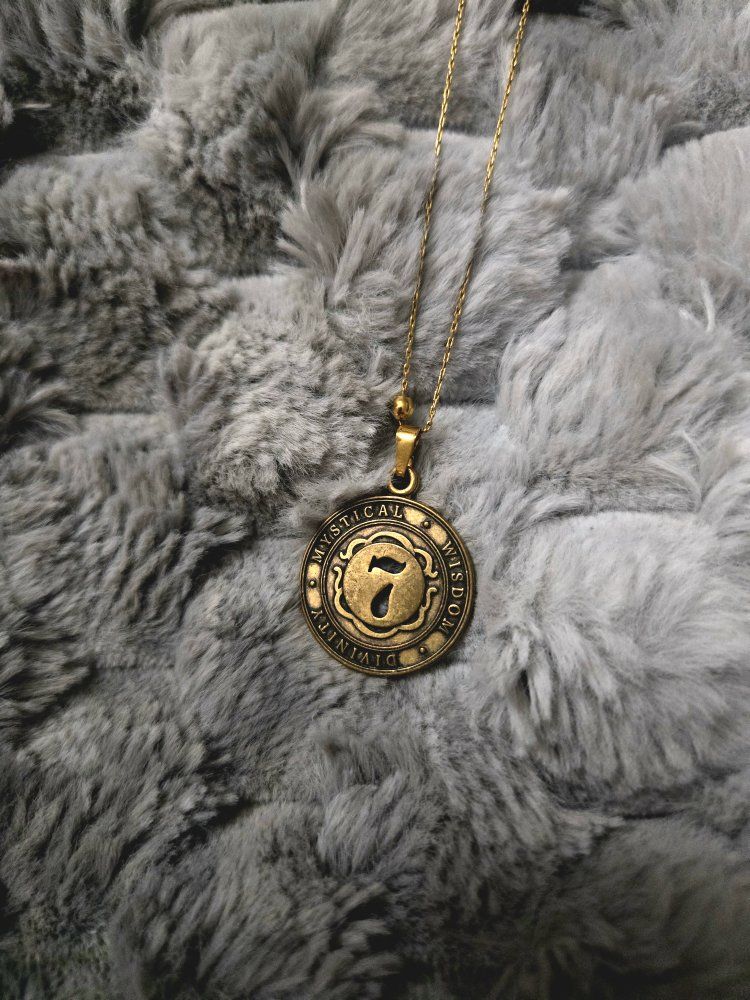 Alex and Ani Numerology UNCOMMON 'Number 7' - (Mystical Wisdom Divinity) Gold-Tone Medallion Necklace 2017