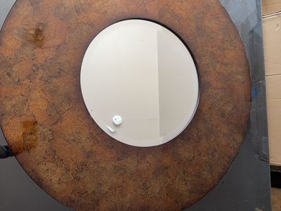 Large Round Decorative Wall Mirror - 36" Diameter, Bronze Tone Textured Frame