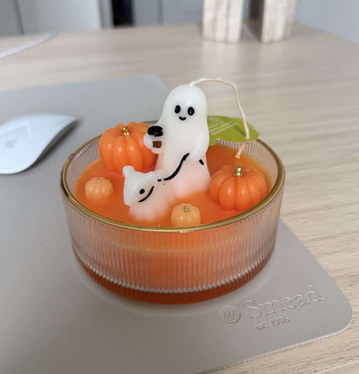 Ghost walking dog candle
