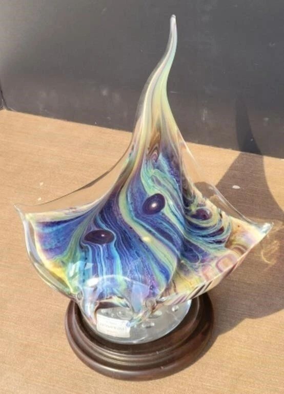 Murano Glass Andrea Tagliapietra Large 14.5” T X 6" Tall 10lbs Manta Ray Signed