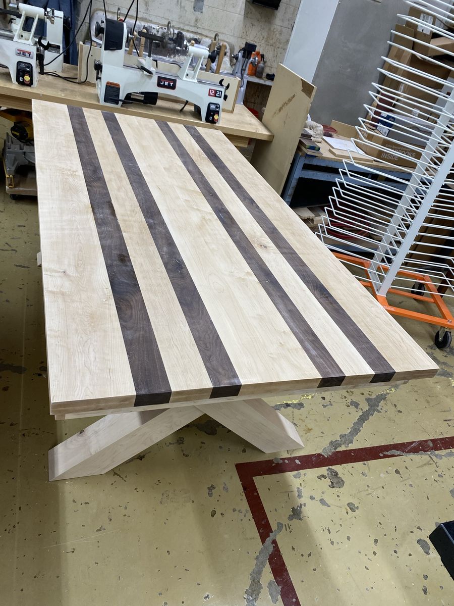 Solid Maple And Walnut Dining Table - 7ft