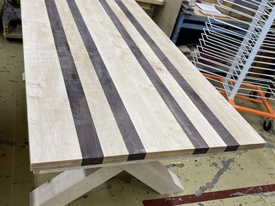 Solid Maple And Walnut Dining Table - 7ft