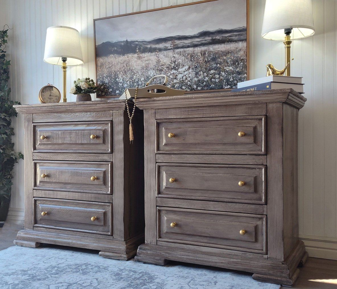 XL Pottery Barn Inspired 3 Drawer Nightstands