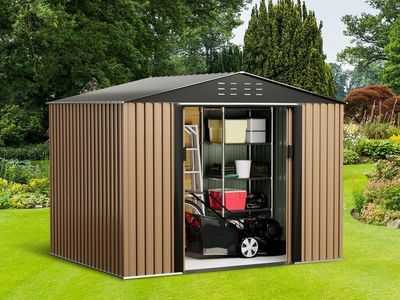 Spacious 10x12 Ft Outdoor Metal Storage Shed - Durable Garden Backyard Tool Organizer
