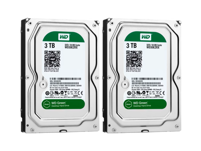 Two 3 TB WD Green Hard Drives (6 TB total)