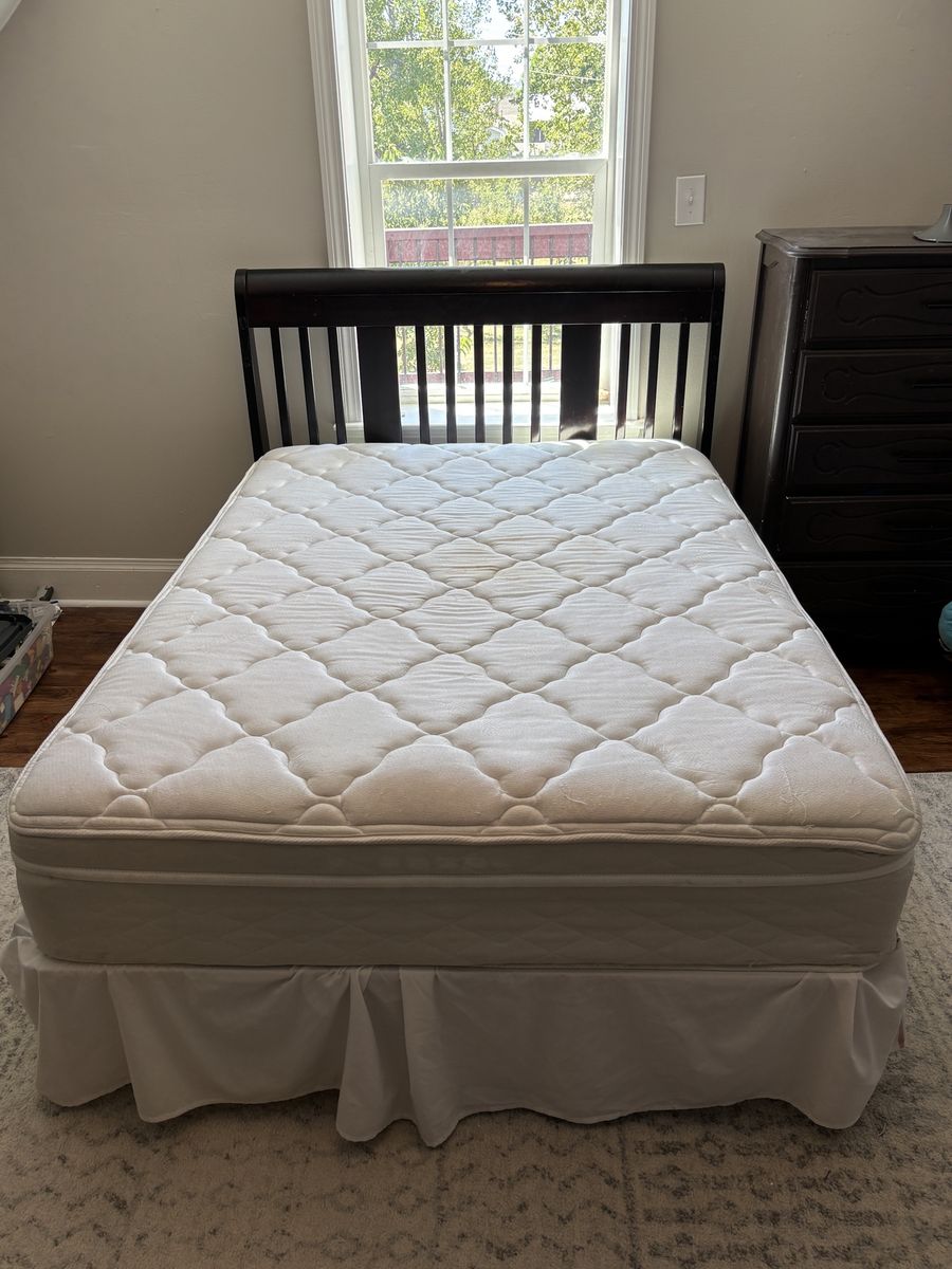 Full Size Bed Frame, Mattress, and Headboard