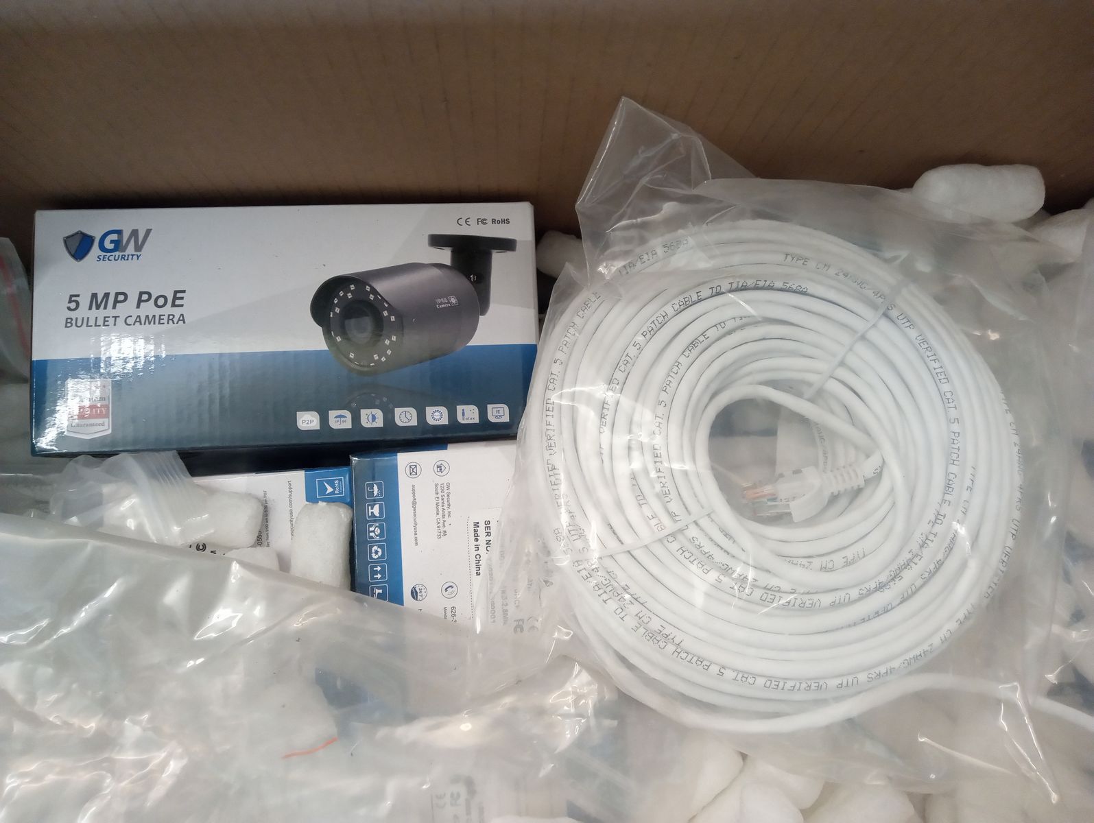 GW Security 5MP PoE Bullet Camera System w/ NVR and Cables - Used, Excellent Condition