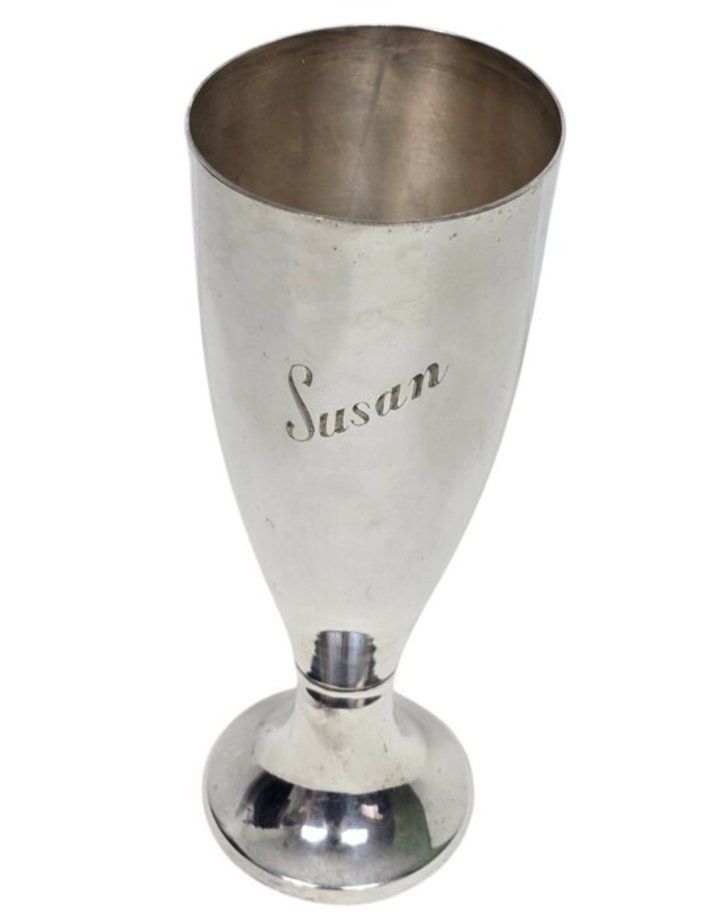 Vintage Silver Plated Goblet Engraved Susan Footed Drinking Cup Chalice