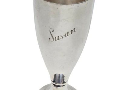 Vintage Silver Plated Goblet Engraved Susan Footed Drinking Cup Chalice