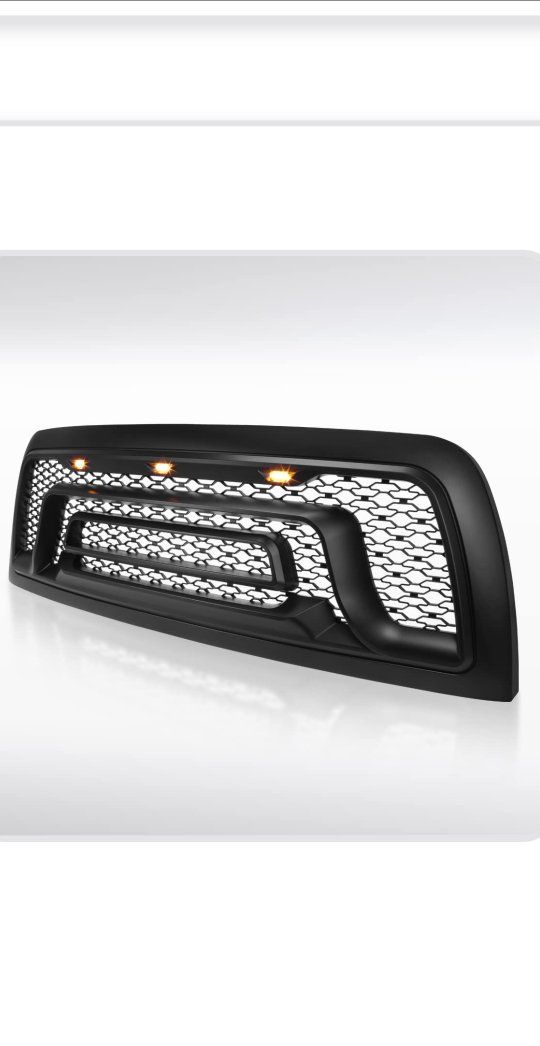 AUTOZENSATION Compatible with 2010-2018 Dodge Ram 2500 3500 Truck, Matte Black Rebel Style Front Grille w/Amber LED Lights