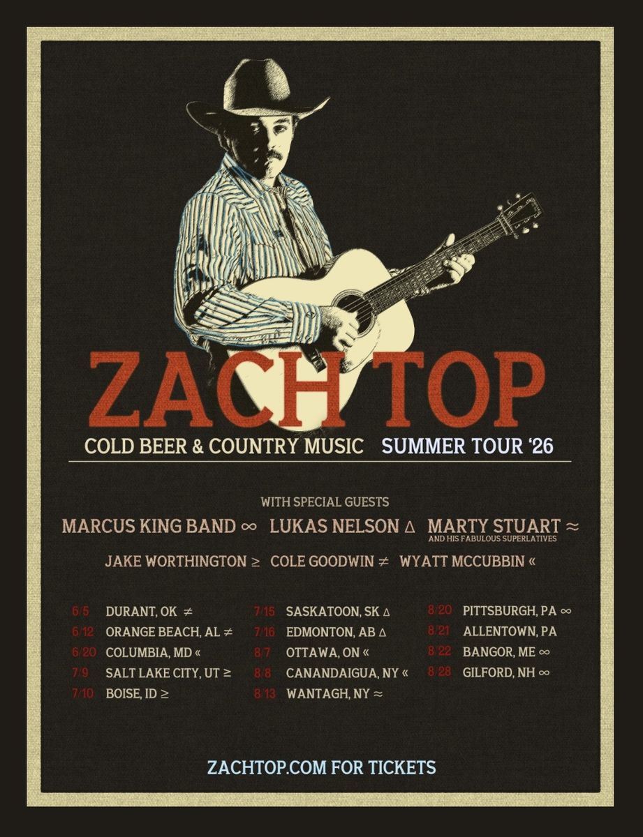 2 Zach Top Tickets + Parking Pass
