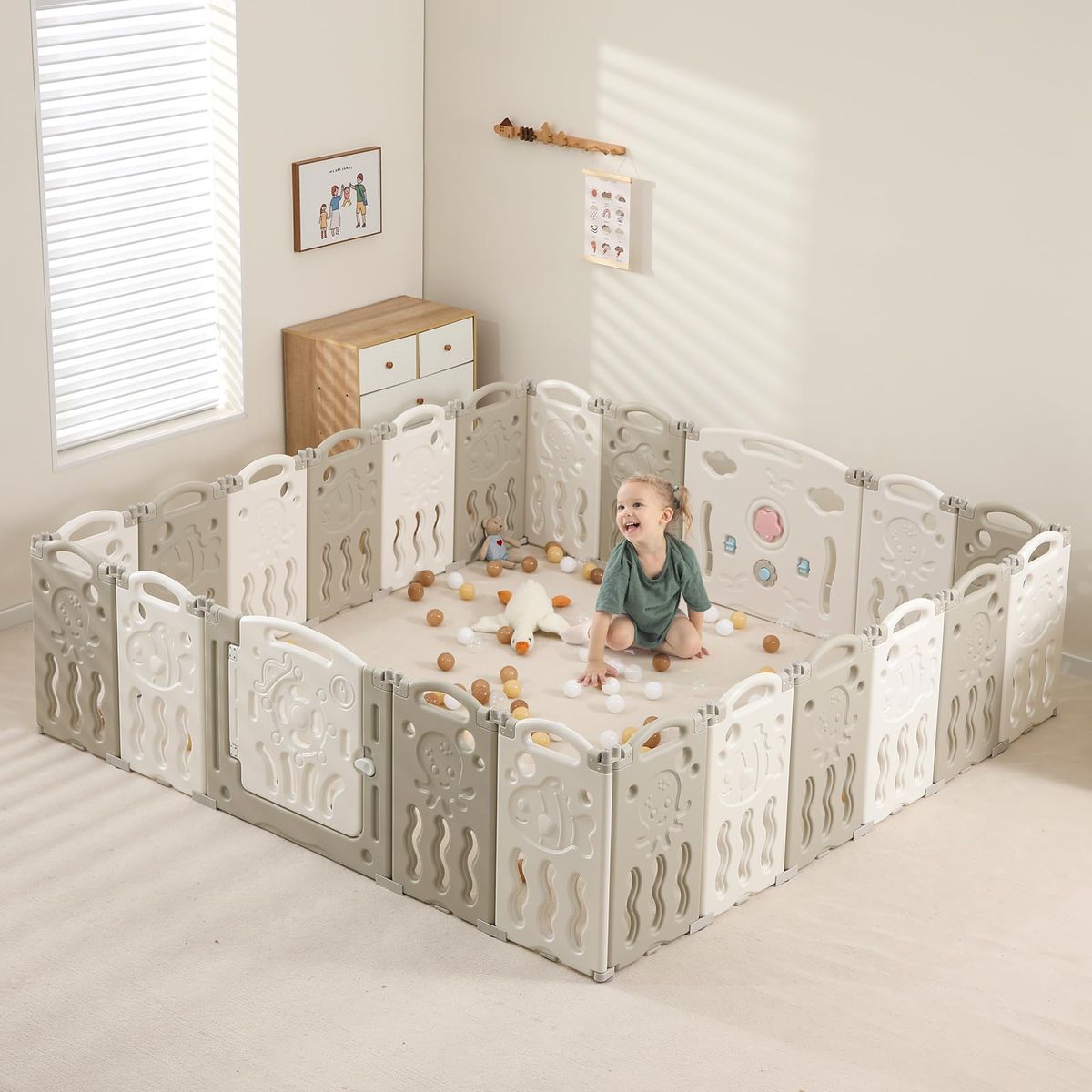 IFLETH Marine Themed Baby Playpen - Large, Expandable Activity Center for Infants & Toddlers-Location A1