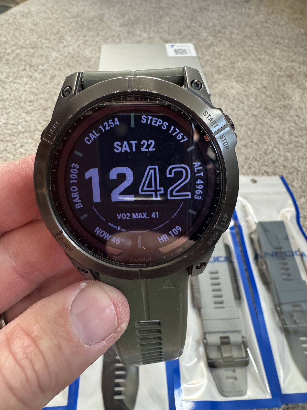 Garmin Fenix 7X Sapphire Solar Smartwatch + 8 Bands – Excellent Condition