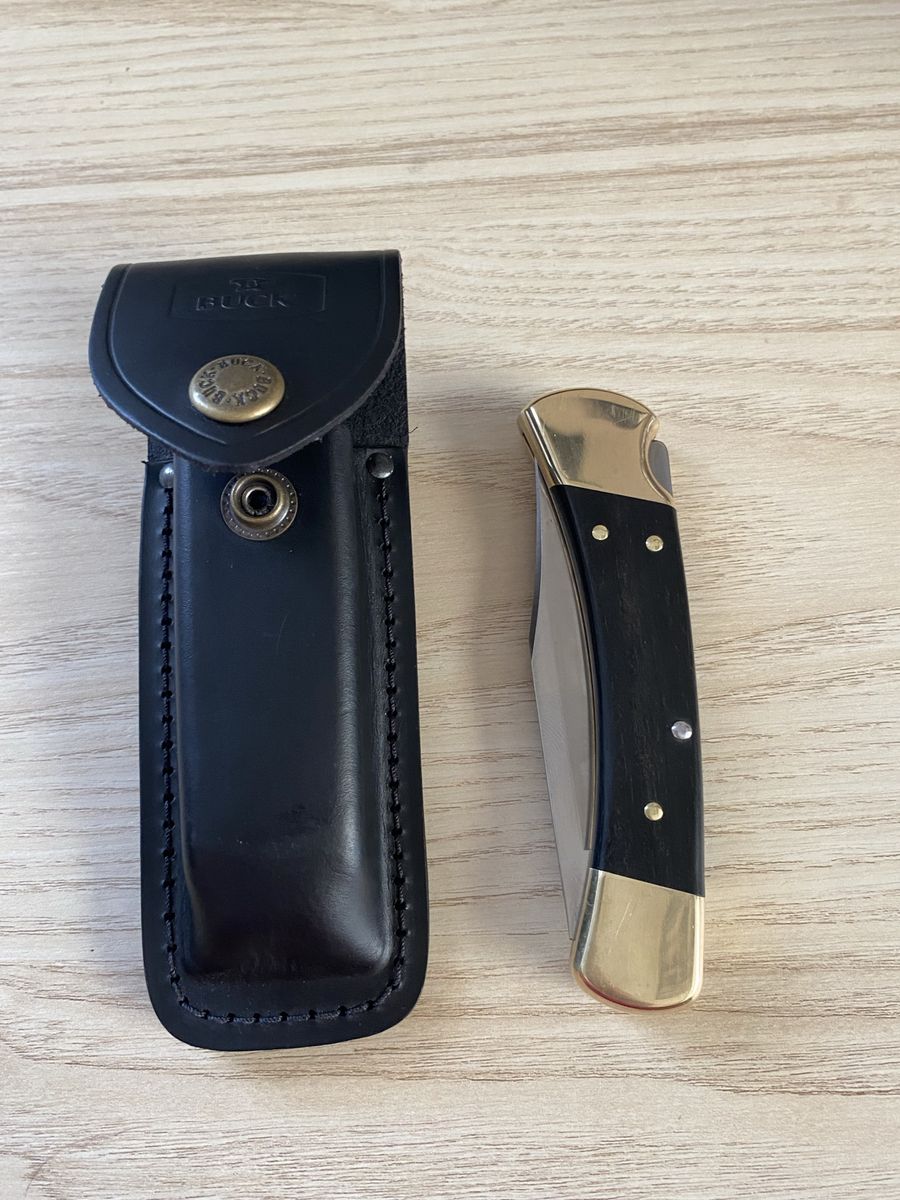 Buck Folding Hunter Pocket Knife with Leather Sheath