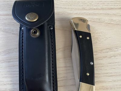 Buck Folding Hunter Pocket Knife with Leather Sheath