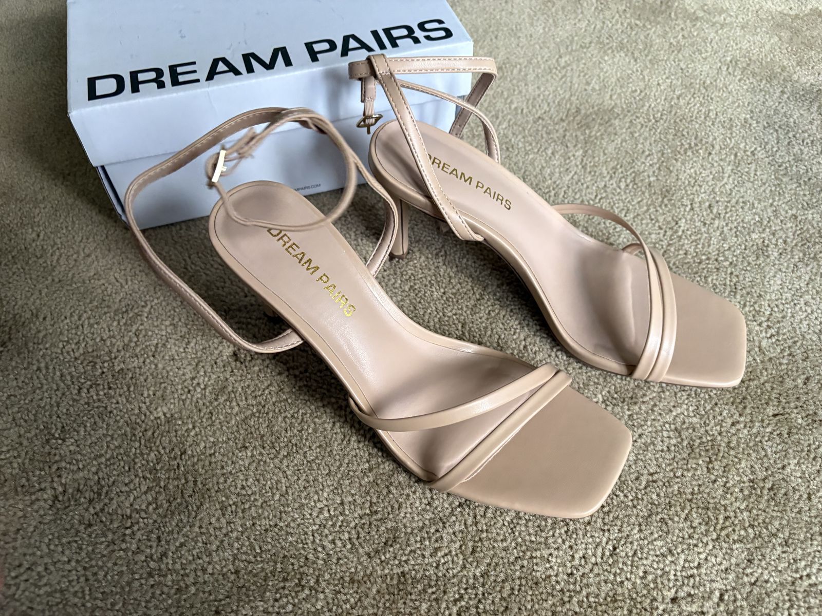 Dream Pairs Nude Strappy High Heels, Women's 7.5