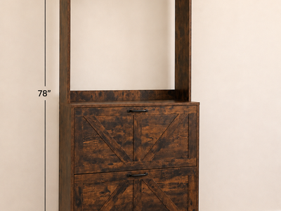 Rustic Farmhouse Hall Tree Entryway Bench with Shoe Storage & Coat Hooks – 78”