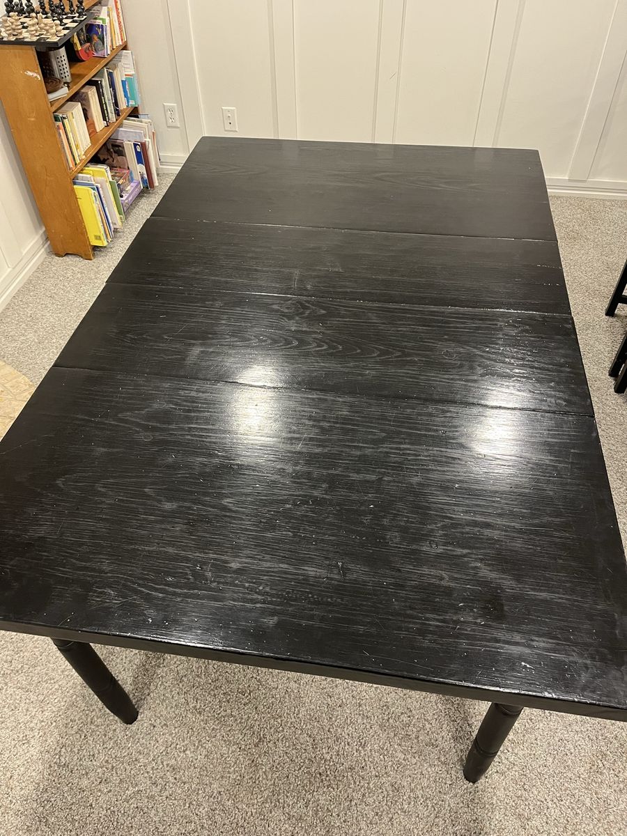 Black Wood Extendable Dining Table with Leaf