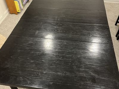 Black Wood Extendable Dining Table with Leaf