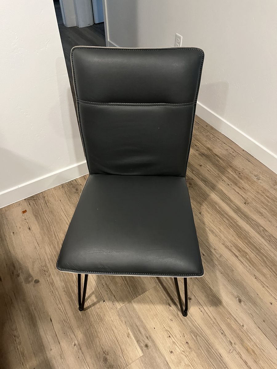 4 Modern Dark Gray Faux Leather Dining Chairs