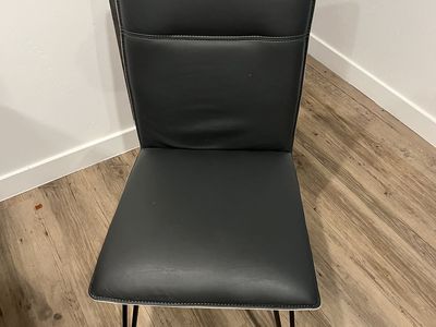 4 Modern Dark Gray Faux Leather Dining Chairs