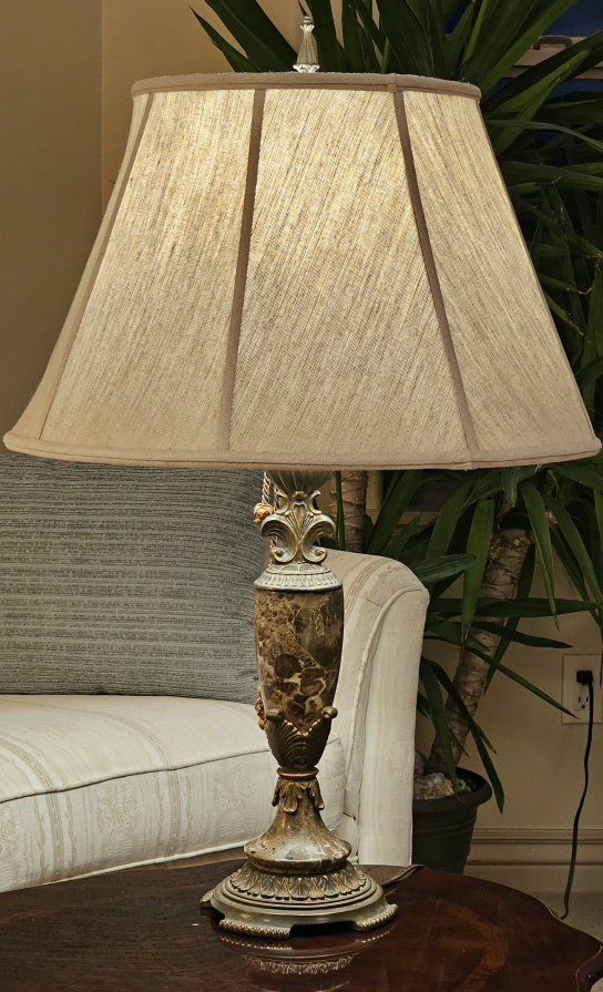 Lamp 33"Tx22"W Brass/ Marble Frederick Cooper