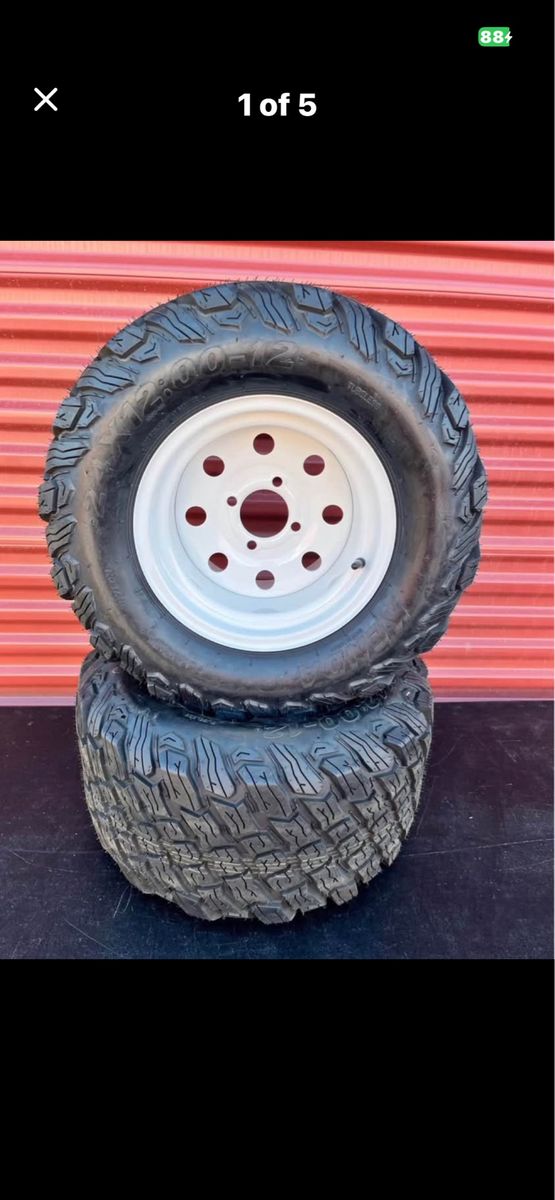 Brand New Set of 2 Kenda 24/12.00-10 Lawn Tractor Rear Drive Tires Mounted on New White Wheels $160.00 For Both