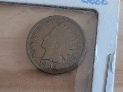 1903 Indian Head Penny Coin - Graded Good, Collectible US Coin