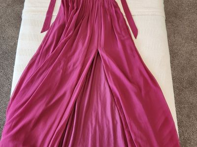 NWT Azazie Gianni Orchid Pink Pleated Sleeveless Halter Chiffon Dress Size A4