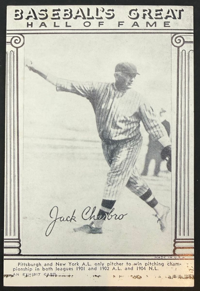 1948 Baseball Card Jack Chesbro Baseball's Great Hall of Fame Exhibit Card