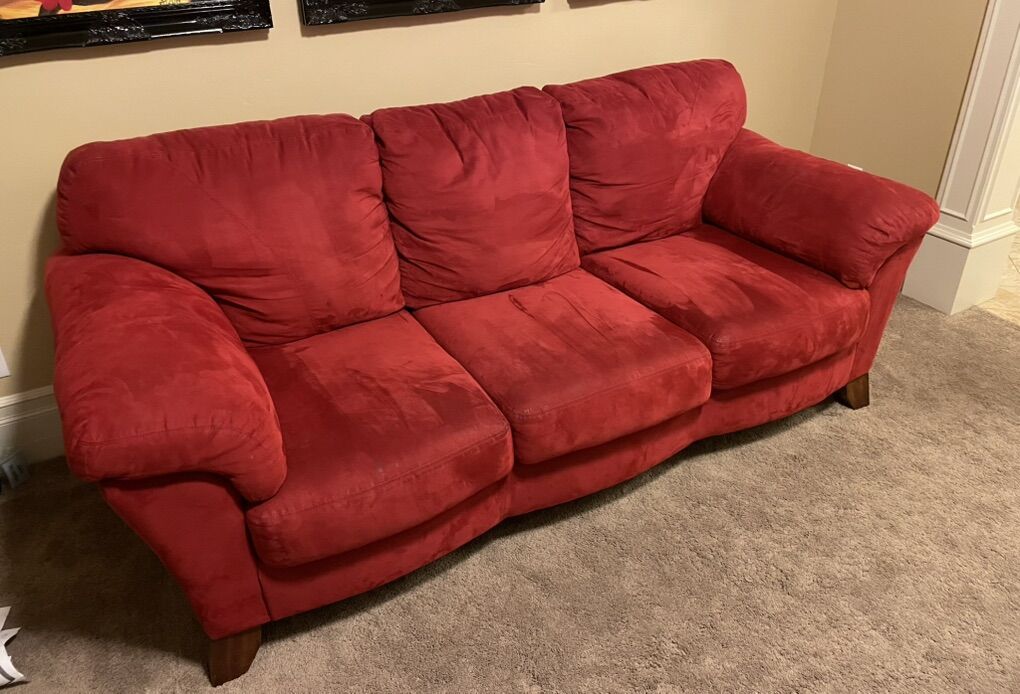 Red Microfiber Sofa