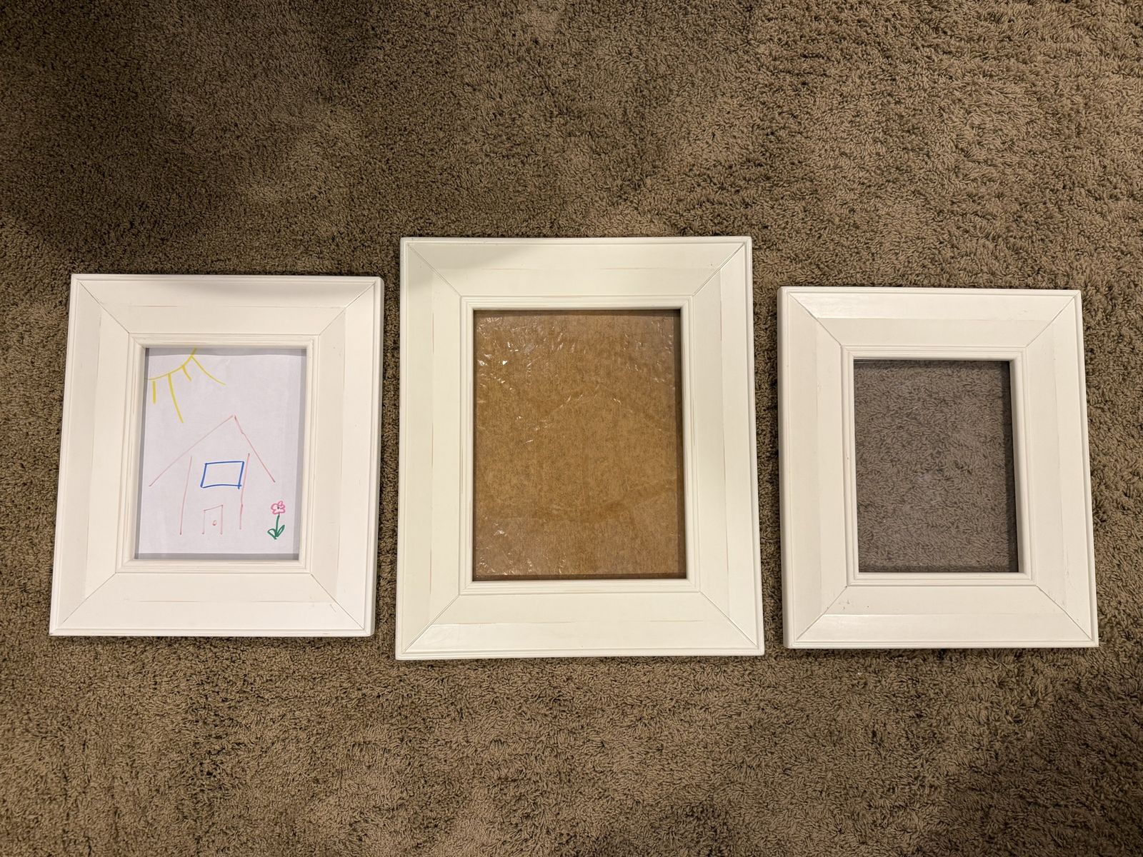 5 Distressed White Artwork Frames – back loading for Kids Art, Photos & Certificates