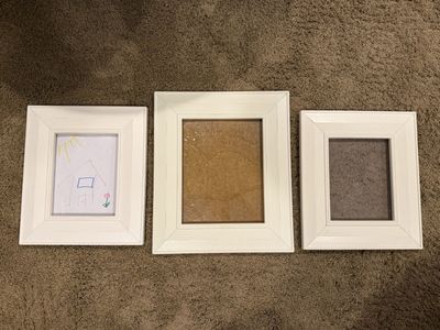 5 Distressed White Artwork Frames – back loading for Kids Art, Photos & Certificates