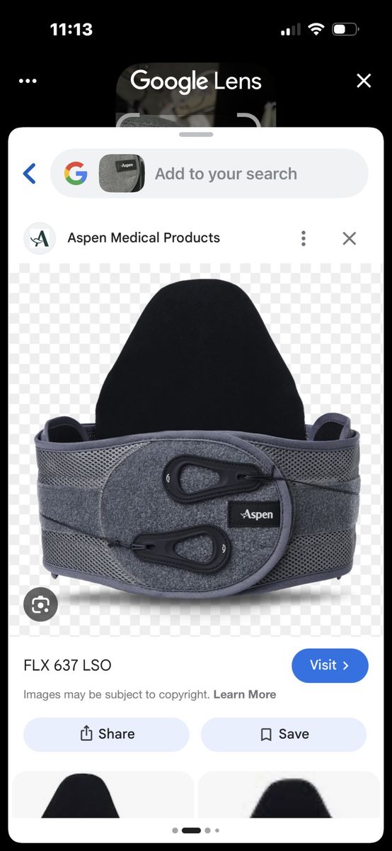 Aspen Medical Products FLX 637 LSO Back Brace - Gray/Black, Adjustable Support