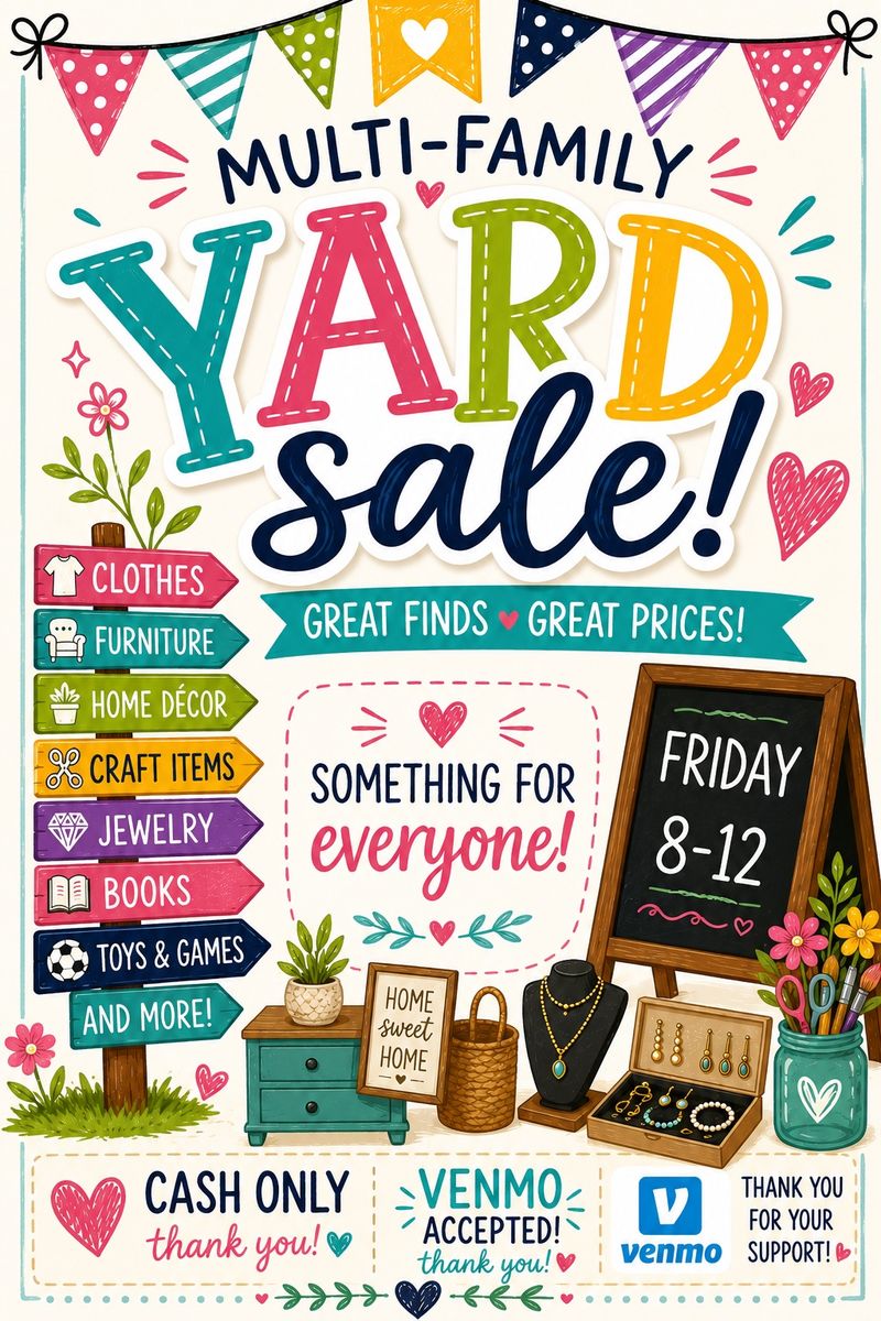 Multi-Family Yard Sale - Friday 8-12