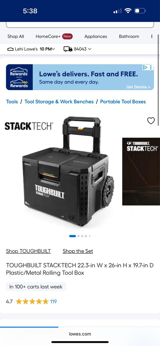TOUGHBUILT Stacktech Rolling Tool Box