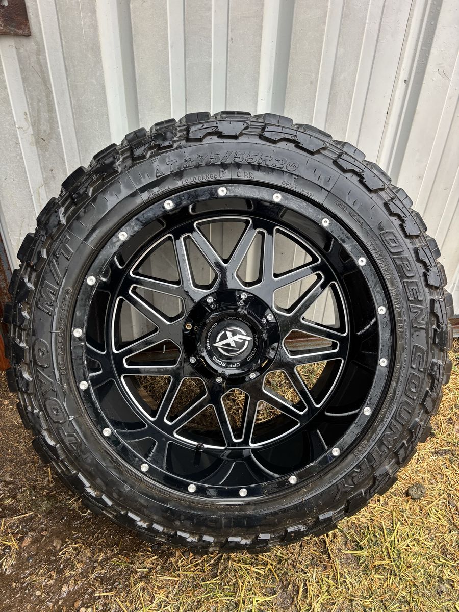 Open Country Toyo M/T LT275/55R20 20" Black XF Off-Road Wheel & Tire Set