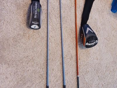 Callaway Big Bertha Fusion FT-3 Driver 11° Loft with Headcover and two Callaway Big Bertha Steelhead III woods (#4 and #7).