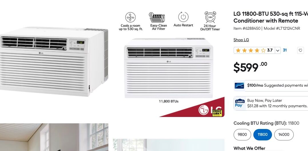 NEW Through Wall AC Unit Air Conditioner