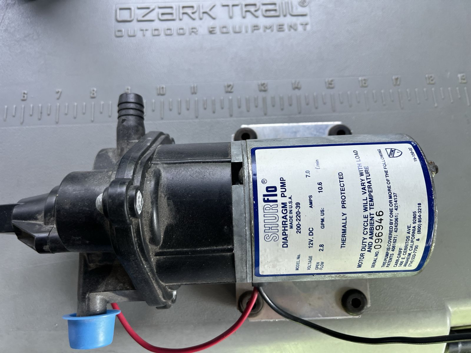 Shurflo 200-220-30 Diaphragm Water Pump 12V DC 2.8 GPM