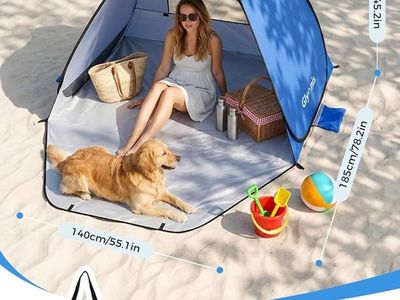 Glynis Portable Pop-Up Beach Tent Sun Shelter for 1-2 People Blue