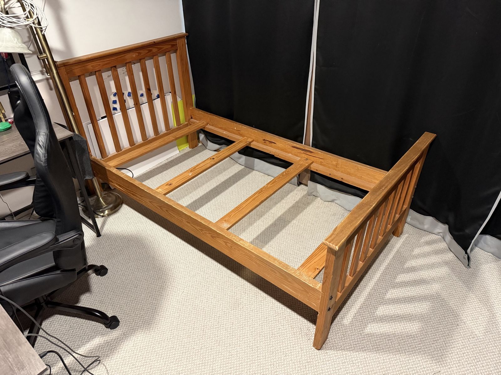 Solid Twin Wood Bed Frame - Good Condition